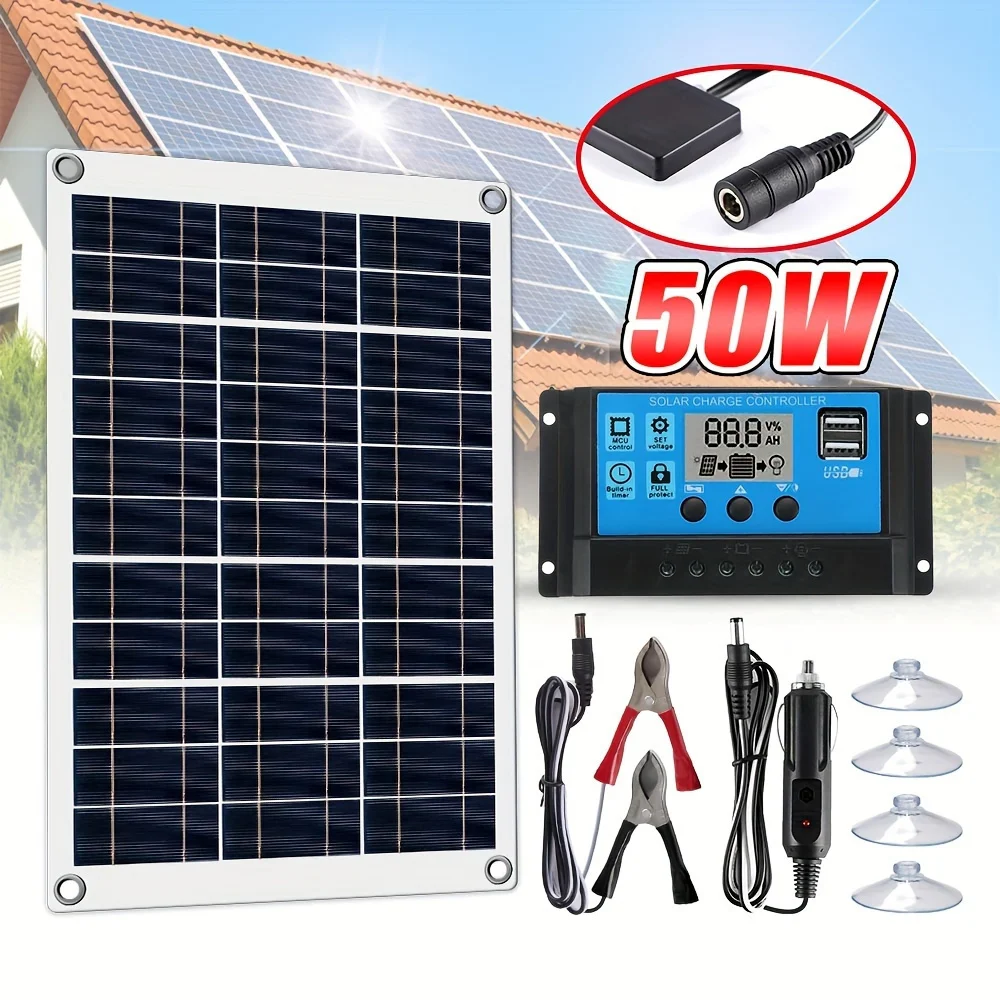 12V high-efficiency polycrystalline silicon solar panel power supply, 30-100A PWM controller, used for outdoor phone charger 12V high-efficiency polycrystalline silicon solar panel power supply, 30-100A PWM controller, used for outdoor phone charger