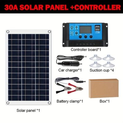 12V high-efficiency polycrystalline silicon solar panel power supply, 30-100A PWM controller, used for outdoor phone charger - Image 4