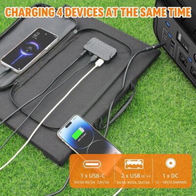 SinKeu Foldable Solar Panel 100W/60W/40W Portable Waterproof Solar Charger with USB DC Output for Power Station Solar Generator - Image 2
