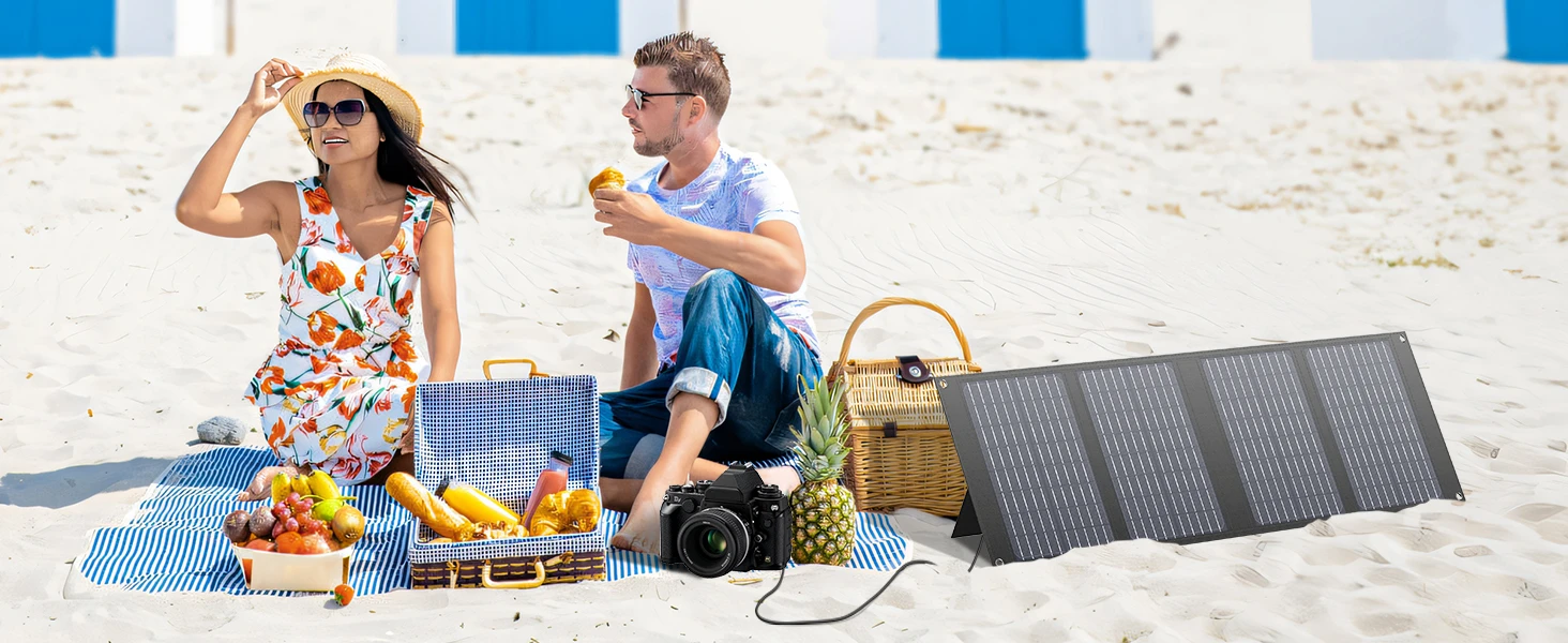 SinKeu Foldable Solar Panel 100W/60W/40W Portable Waterproof Solar Charger with USB DC Output for Power Station Solar Generator