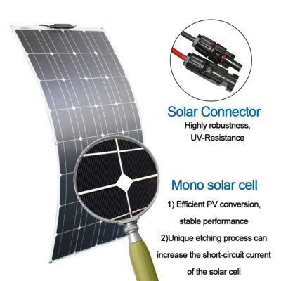 100w panel solar 200w 12v mono solar cell outdoor flexible solar panel kit for light home lead acid battery - Image 5