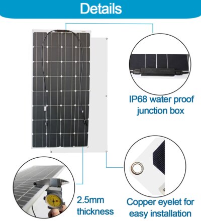 100w panel solar 200w 12v mono solar cell outdoor flexible solar panel kit for light home lead acid battery - Image 4