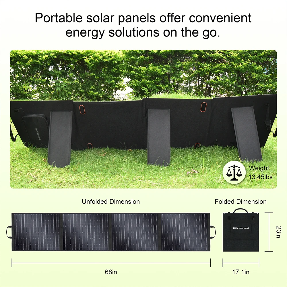 SOLARPLAY 200W Portable Foldable Solar Panel 18V Flexible Solar Panel for Family Camping Trip for Tourism Camping Power Station