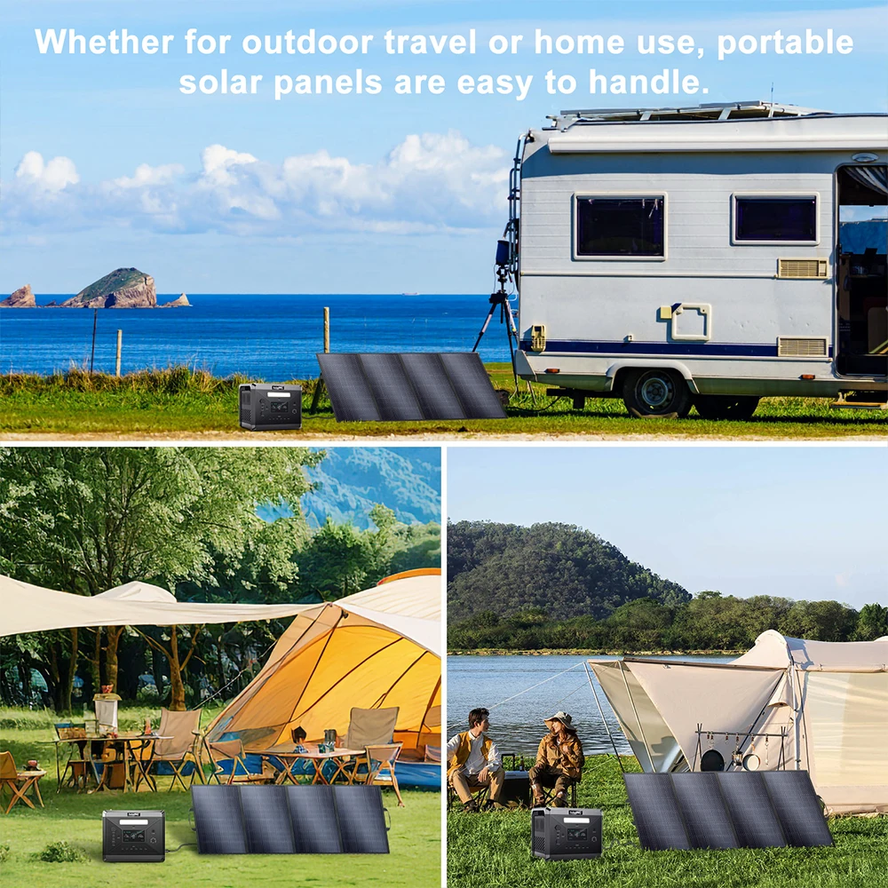 SOLARPLAY 200W Portable Foldable Solar Panel 18V Flexible Solar Panel for Family Camping Trip for Tourism Camping Power Station