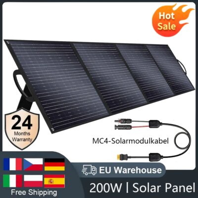 SOLARPLAY 200W Portable Foldable Solar Panel 18V Flexible Solar Panel for Family Camping Trip for Tourism Camping Power Station