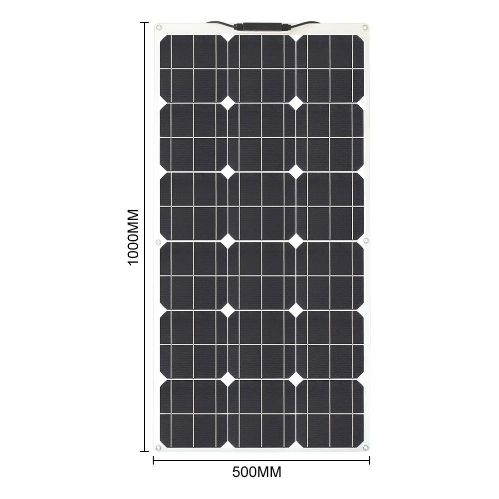 Flexible Solar Panel 200W 100W 19.8V Monocrystalline Charger Off-Grid 12V /24V Battery RV Boat Cabin Van Car Trailer (Front Bump