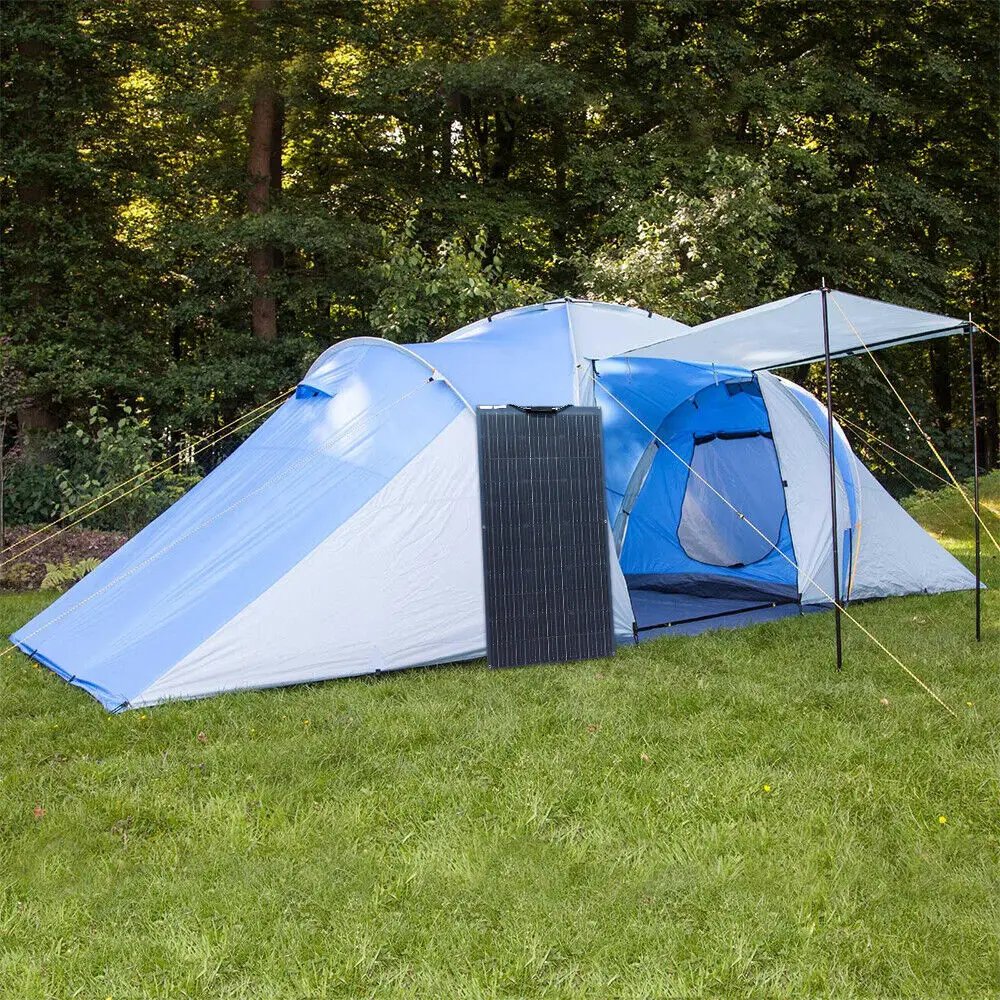 Flexible Solar Panel 200W 100W 19.8V Monocrystalline Charger Off-Grid 12V /24V Battery RV Boat Cabin Van Car Trailer (Front Bump