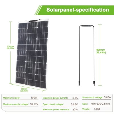 12V Flexible Solar Panel 100W 200W 300W Monocrystalline Waterproof Bendable Best Solar Panel system for Outdoor China - Image 3