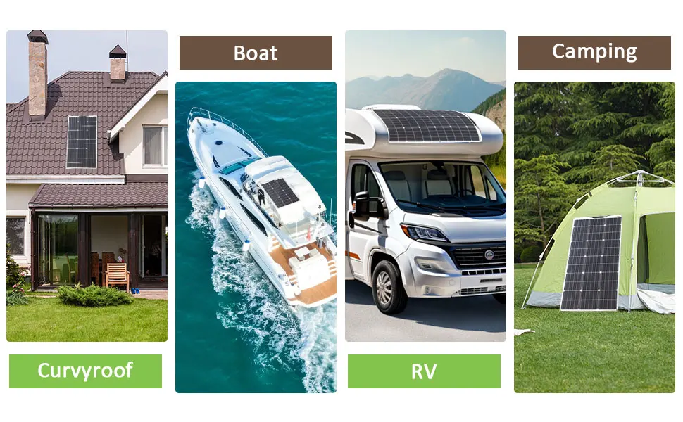 12V Flexible Solar Panel 100W 200W 300W Monocrystalline Waterproof Bendable Best Solar Panel system for Outdoor China