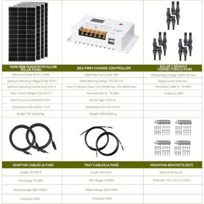 Starter 400W 30PWM Controller 4 Pieces monocrystalline Silicon Glass Set - Image 6