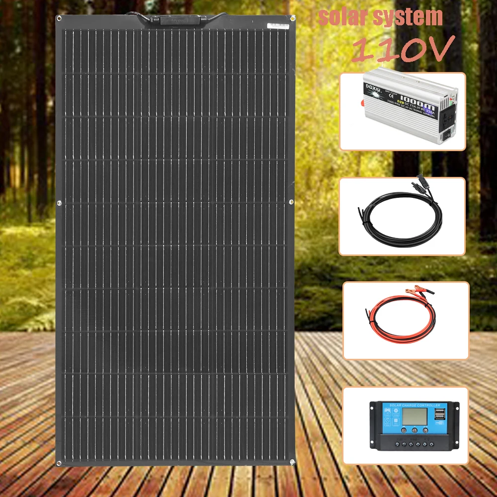 solar panels 100W - 1000W 12v solar panel complete kit 12 volt battery charger Motorhome Camping flexible solar plate cell solar panels 100W - 1000W 12v solar panel complete kit 12 volt battery charger Motorhome Camping flexible solar plate cell