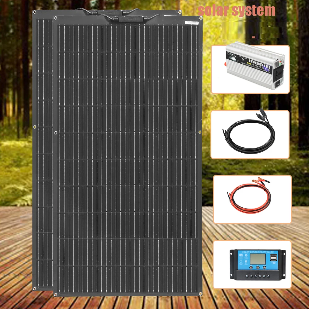 solar panels 100W - 1000W 12v solar panel complete kit 12 volt battery charger Motorhome Camping flexible solar plate cell solar panels 100W - 1000W 12v solar panel complete kit 12 volt battery charger Motorhome Camping flexible solar plate cell