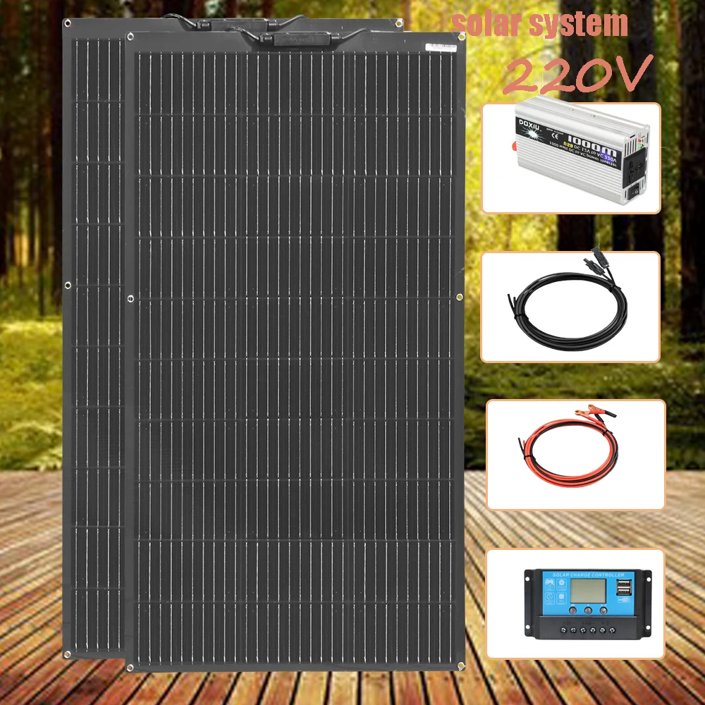 solar panels 100W - 1000W 12v solar panel complete kit 12 volt battery charger Motorhome Camping flexible solar plate cell solar panels 100W - 1000W 12v solar panel complete kit 12 volt battery charger Motorhome Camping flexible solar plate cell
