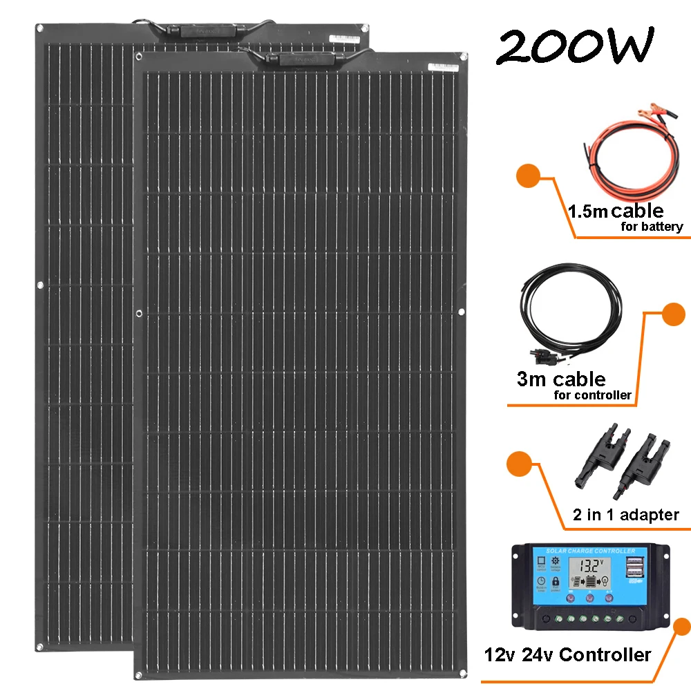 solar panels 100W - 1000W 12v solar panel complete kit 12 volt battery charger Motorhome Camping flexible solar plate cell solar panels 100W - 1000W 12v solar panel complete kit 12 volt battery charger Motorhome Camping flexible solar plate cell