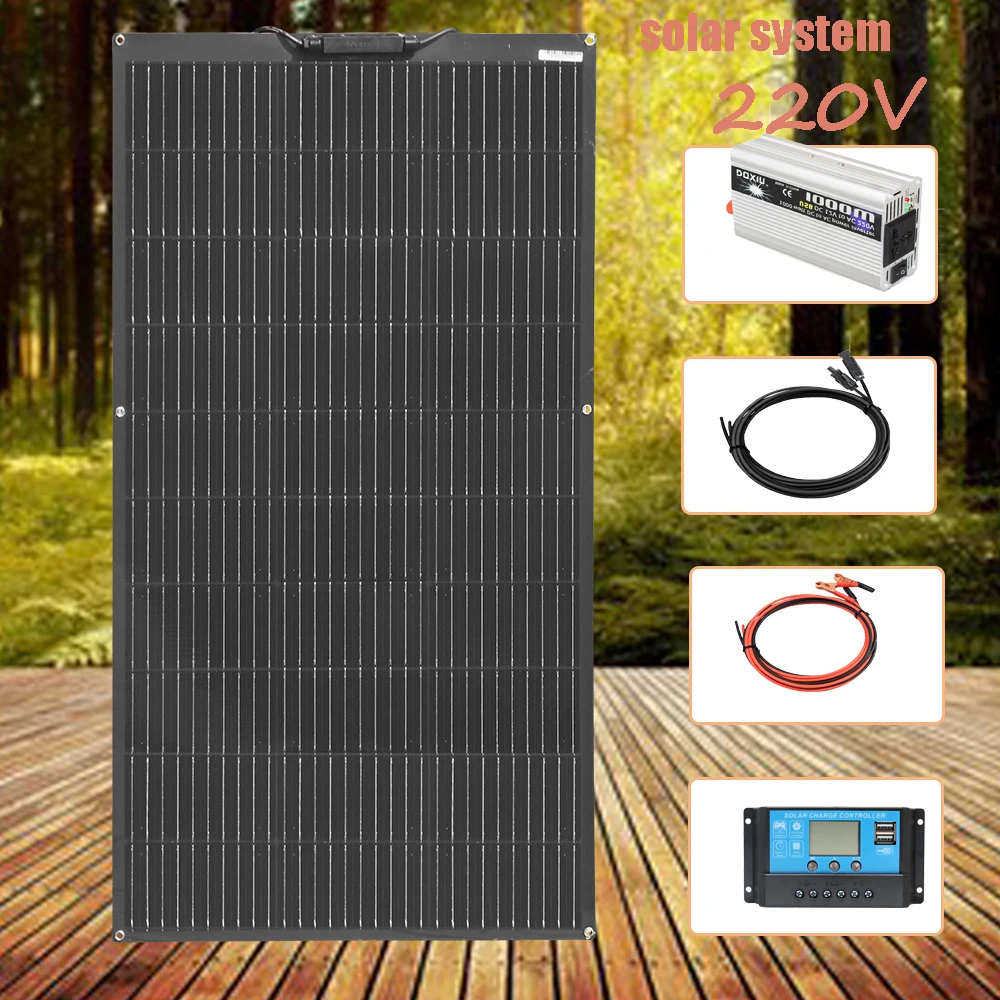 solar panels 100W - 1000W 12v solar panel complete kit 12 volt battery charger Motorhome Camping flexible solar plate cell solar panels 100W - 1000W 12v solar panel complete kit 12 volt battery charger Motorhome Camping flexible solar plate cell