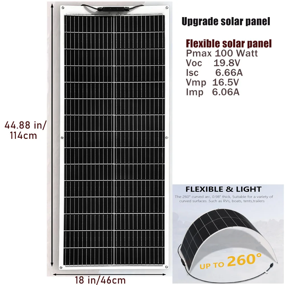 100 watt solar panel Flexible 2Pcs 4Pcs 10Pcs Monocrystalline Cell 1000W 600W 400W 200W 120W Solarpanel for 12V 24 Volt Battery 100 watt solar panel Flexible 2Pcs 4Pcs 10Pcs Monocrystalline Cell 1000W 600W 400W 200W 120W Solarpanel for 12V 24 Volt Battery