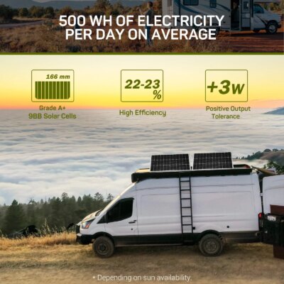 HQST 100 Watt 12 Volt 9BB Cell RV Solar Panel Kit w/ 30 Amp PWM Charge Controller, Adaptor Kit, Tray Cables, Mounting Z Brackets - Image 2