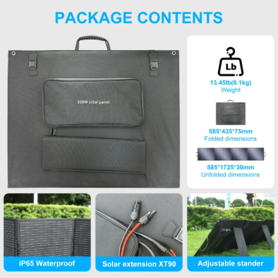 TALLPOWER ETFE 200W 18V Solar Panels IP65 Waterproof Mobile Solar Charger for Power Supply, Laptop, Solar Generator, Fishing - Image 3