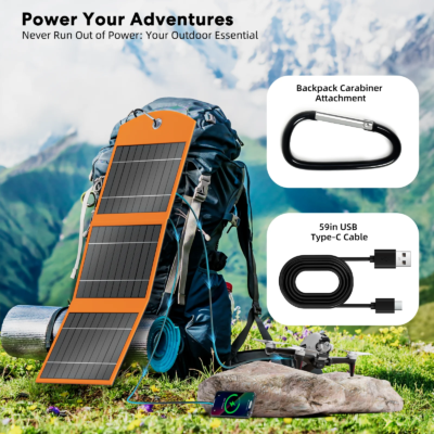 30W 10W Solar Panel with 10000mAh Power Bank - Portable Solar Charger for Outdoor Camping, Hiking, Phones & Emergency Devices