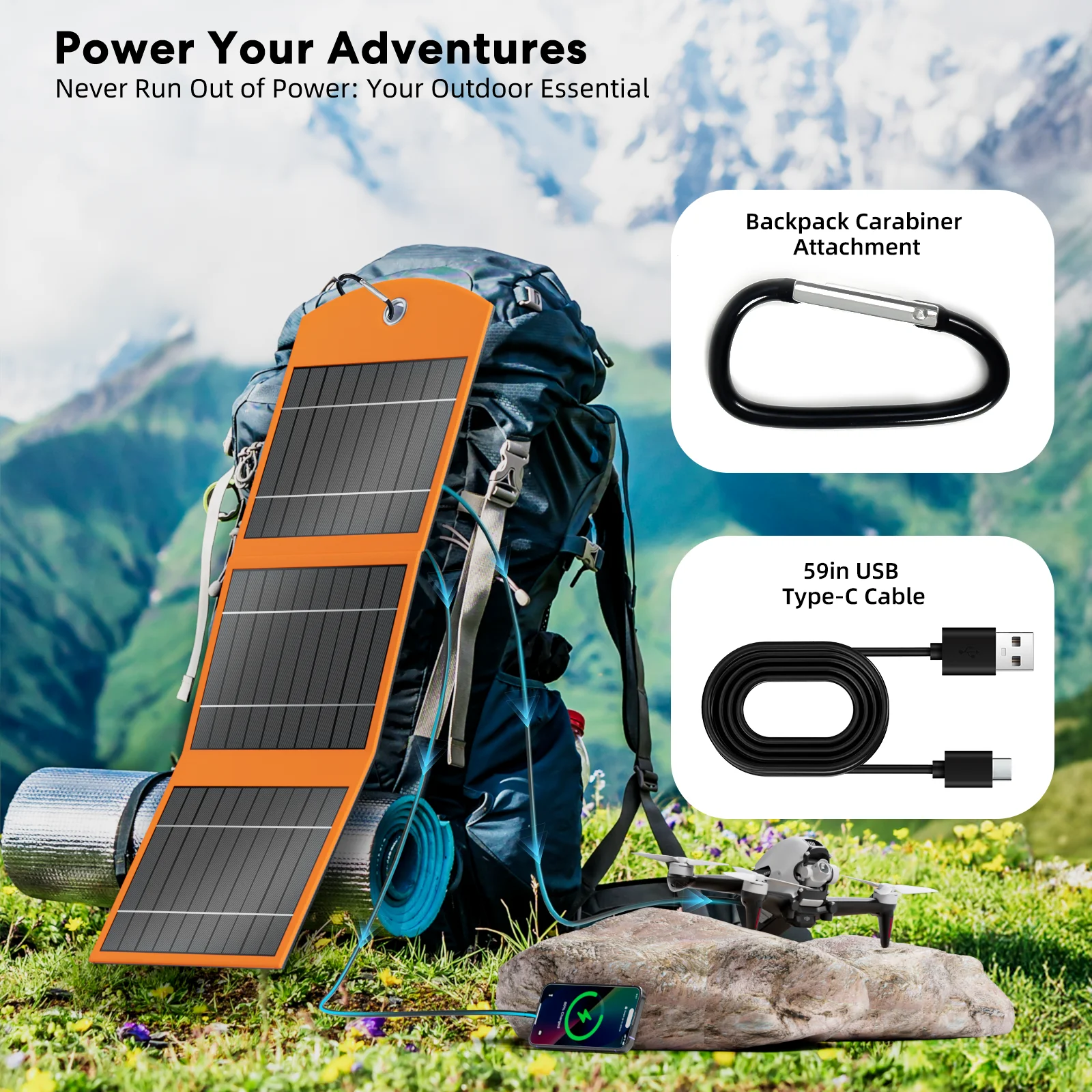 30W 10W Solar Panel with 10000mAh Power Bank - Portable Solar Charger for Outdoor Camping, Hiking, Phones & Emergency Devices