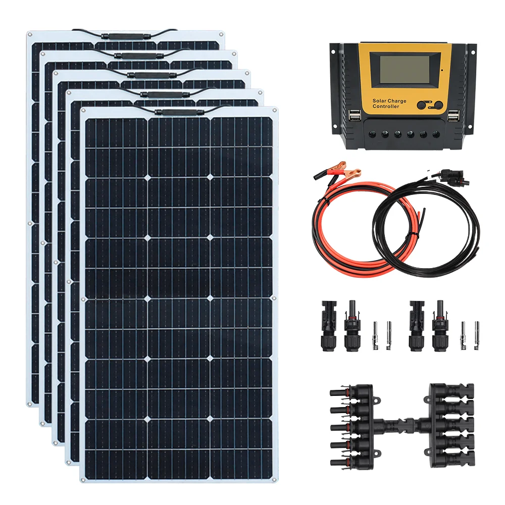 XINPUGUANG 100w 200w 12v portable flexible solar panel 18V 100W - 1000W plate CELLS Monocrystalline silicon Panel Solar kit