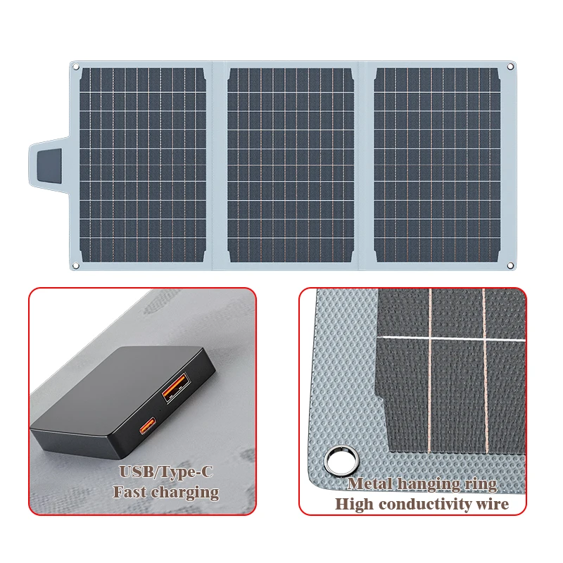 Foldable Solar Panel 1200W  Lightweight & Portable for Outdoor Emergency Power USB Output Compatible with Camping/Fishing/RV