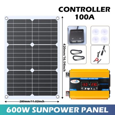 High-Performance 6000W Solar Panel Kit - Includes 12V 30A Controller & 110V/220V Inverter for Home/Camping - Image 4