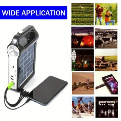 1PC portable 6V rechargeable, solar panel energy storage and generation system, USB charger with LED lighting, solar system kit - Image 2