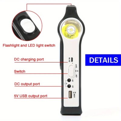 1PC portable 6V rechargeable, solar panel energy storage and generation system, USB charger with LED lighting, solar system kit - Image 3
