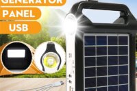 1PC portable 6V rechargeable, solar panel energy storage and generation system, USB charger with LED lighting, solar system kit