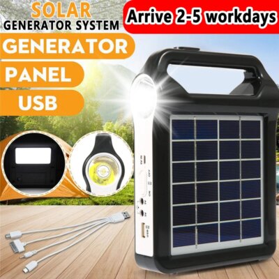 1PC portable 6V rechargeable, solar panel energy storage and generation system, USB charger with LED lighting, solar system kit