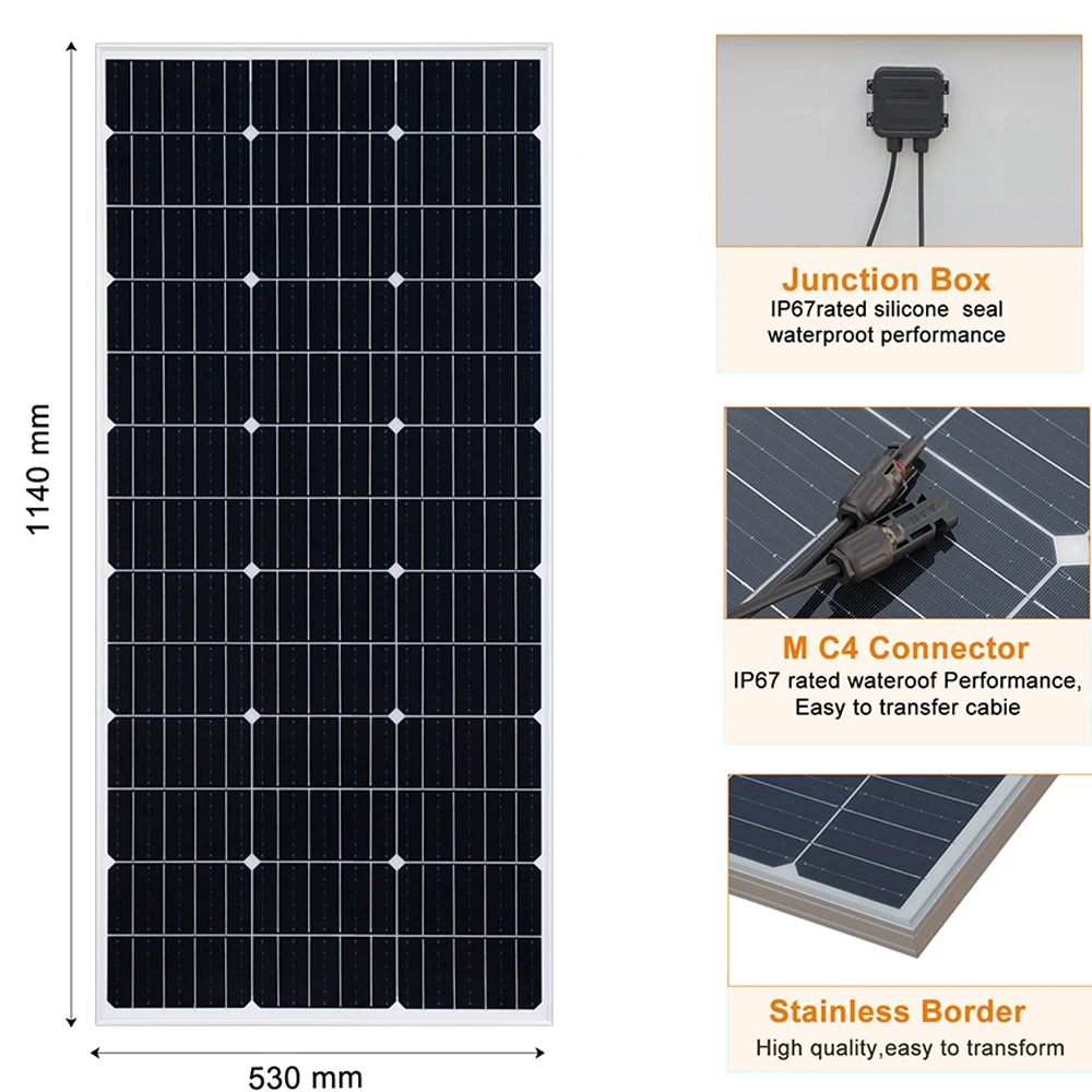 150w 300W 450W  600W solar panel kit complete System 12v photovoltaic module for home car camper RV boat battary outdoor charger