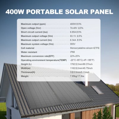 ALLPOWERS Flexible Solar Panel 400W ETFE Monocrystalline Solar Module 63V IP68 Solar Panel for Motorhome Roofs Camping Boats RV - Image 4