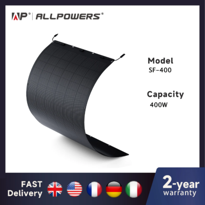 ALLPOWERS Flexible Solar Panel 400W ETFE Monocrystalline Solar Module 63V IP68 Solar Panel for Motorhome Roofs Camping Boats RV