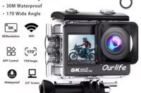Action Camera 5K 4K60FPS EIS Wi-Fi Dual Screen 170D 2.0 Inch Touch Screen 30M Waterproof Sport Camera With Remote Control