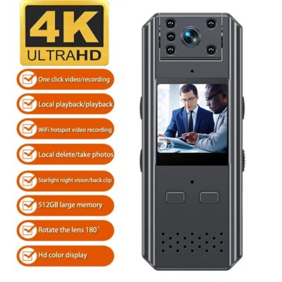WIFI Mini Camera 4K HD Image Quality Chest Body Mounted Video Recorder Police IR Night Vision Anti-shake Sport Micro Camcorder