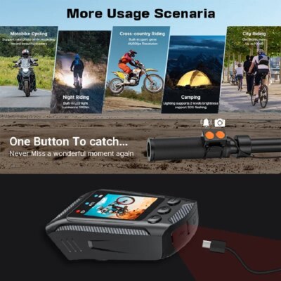 3 in 1 Multifunction Sport DV Dash Cam with Light Horn 4K Bike Helmet Action Camera HD Screen Motorcycle Bicycle Cycling Camera - Image 5
