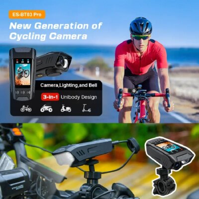 3 in 1 Multifunction Sport DV Dash Cam with Light Horn 4K Bike Helmet Action Camera HD Screen Motorcycle Bicycle Cycling Camera - Image 4