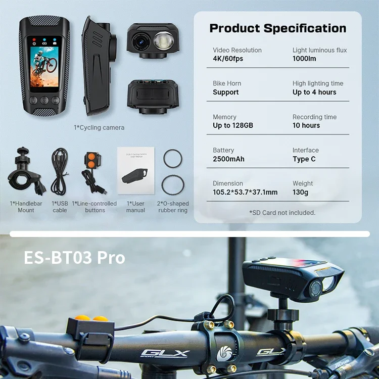 3 in 1 Multifunction Sport DV Dash Cam with Light Horn 4K Bike Helmet Action Camera HD Screen Motorcycle Bicycle Cycling Camera 3 in 1 Multifunction Sport DV Dash Cam with Light Horn 4K Bike Helmet Action Camera HD Screen Motorcycle Bicycle Cycling Camera