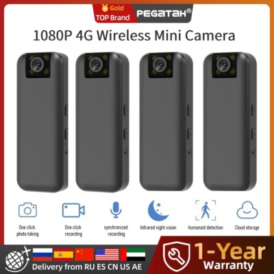 PEGATAH Ultra HD 4K Mini Camera 4G Portable Digital Video Recorder Police BodyCam Infrared Night Vision Miniature Camcorder