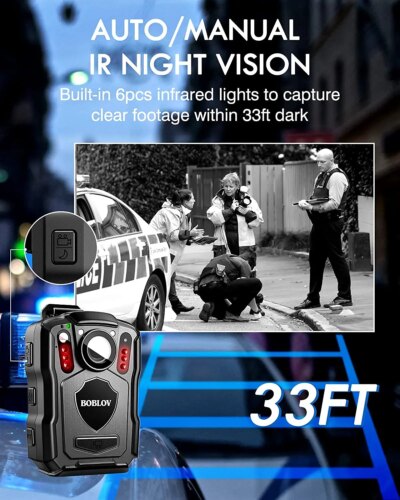BOBLOV M5 1440P Body Camera 64GB Police Recorder 4200MAH Battery Bodycam Chest Camera IP67 Waterproof Mini Body Cam - Image 3