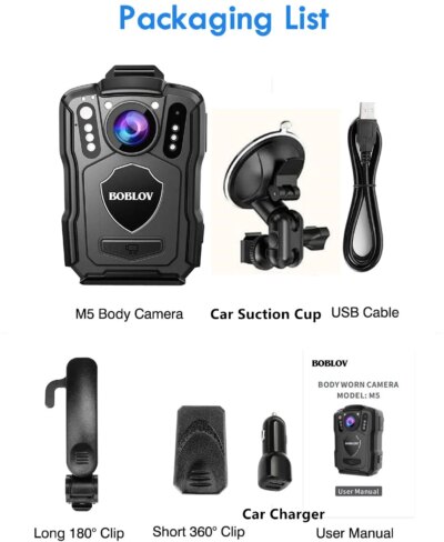 BOBLOV M5 1440P Body Camera 64GB Police Recorder 4200MAH Battery Bodycam Chest Camera IP67 Waterproof Mini Body Cam - Image 6