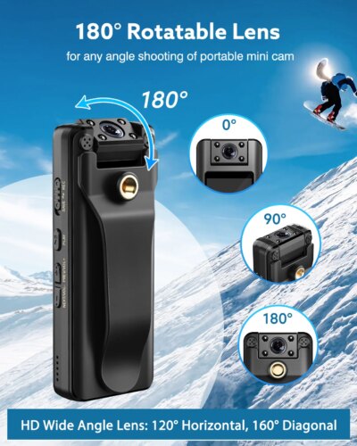 Boblov A22 1080P HD Infrared Night Vision Mini Camera with LED Screen Small Camcorder 180° Angel Bodycam Police Cam Bike Camera - Image 4