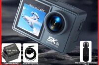5K 4K60FPS Action Camera Dual IPS Touch LCD DVR EIS 170° 30M Waterproof 5X Zoom Sport Camera With Wireless Mic&Remote Control
