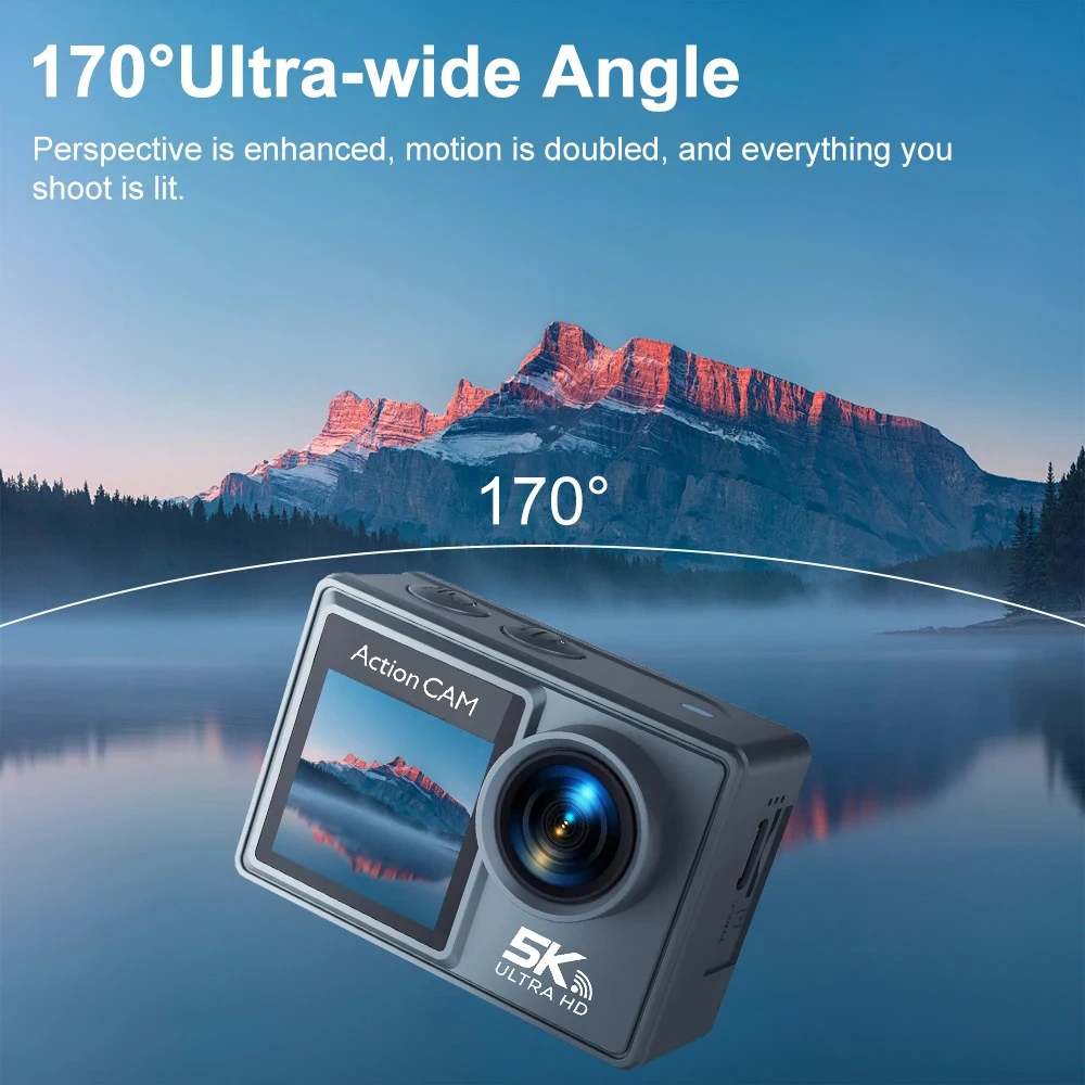 5K 4K60FPS Action Camera Dual IPS Touch LCD DVR EIS 170° 30M Waterproof 5X Zoom Sport Camera With Wireless Mic&Remote Control 5K 4K60FPS Action Camera Dual IPS Touch LCD DVR EIS 170° 30M Waterproof 5X Zoom Sport Camera With Wireless Mic&Remote Control