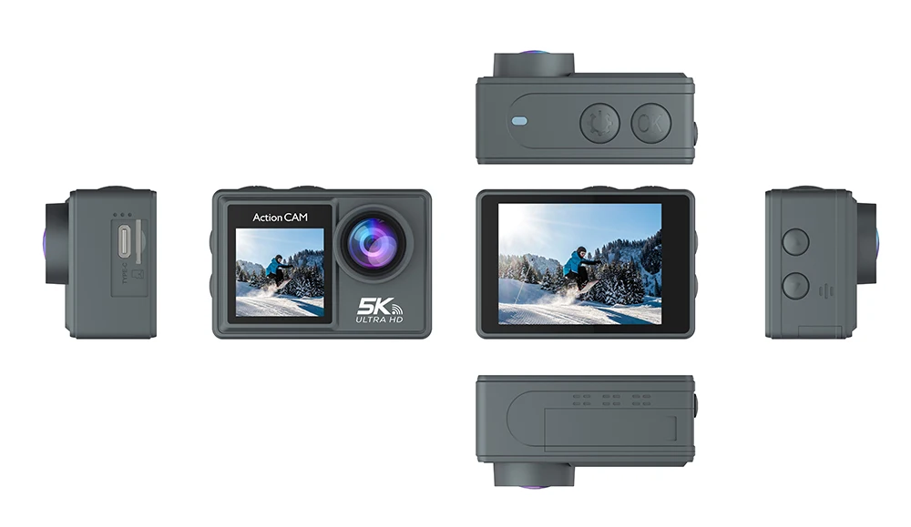 5K 4K60FPS Action Camera Dual IPS Touch LCD DVR EIS 170° 30M Waterproof 5X Zoom Sport Camera With Wireless Mic&Remote Control 5K 4K60FPS Action Camera Dual IPS Touch LCD DVR EIS 170° 30M Waterproof 5X Zoom Sport Camera With Wireless Mic&Remote Control