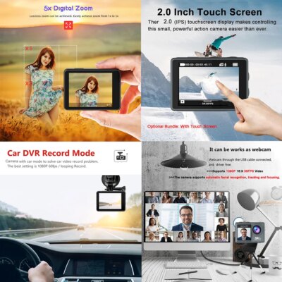 5K 4K60FPS Action Camera Dual IPS Touch LCD DVR EIS 170° 30M Waterproof 5X Zoom Sport Camera With Wireless Mic&Remote Control - Image 4
