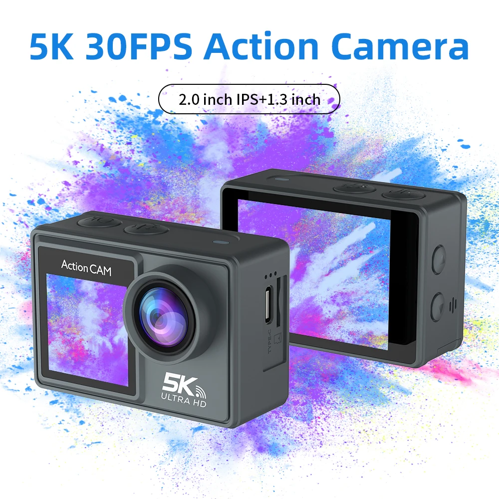 5K 4K60FPS Action Camera Dual IPS Touch LCD DVR EIS 170° 30M Waterproof 5X Zoom Sport Camera With Wireless Mic&Remote Control 5K 4K60FPS Action Camera Dual IPS Touch LCD DVR EIS 170° 30M Waterproof 5X Zoom Sport Camera With Wireless Mic&Remote Control