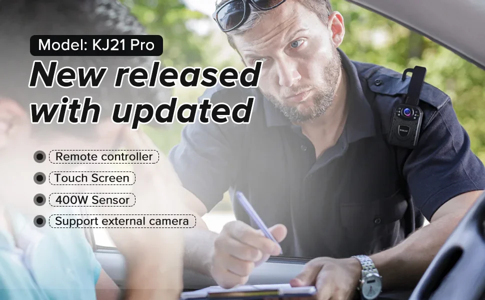 BOBLOV KJ21 Pro Body Cam 2.4G Remote Control Touch Screen HD1296P KJ21 Updated Body Camera Mini Camera Extra Lens BodyCam