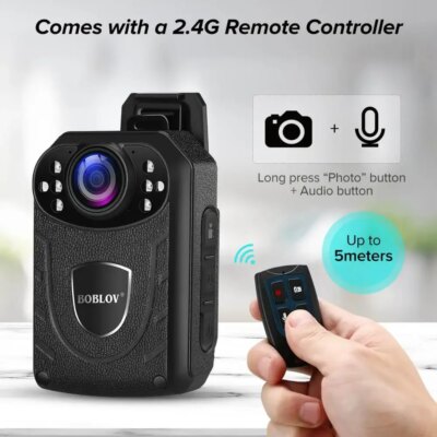 BOBLOV KJ21 Pro Body Cam 2.4G Remote Control Touch Screen HD1296P KJ21 Updated Body Camera Mini Camera Extra Lens BodyCam - Image 2
